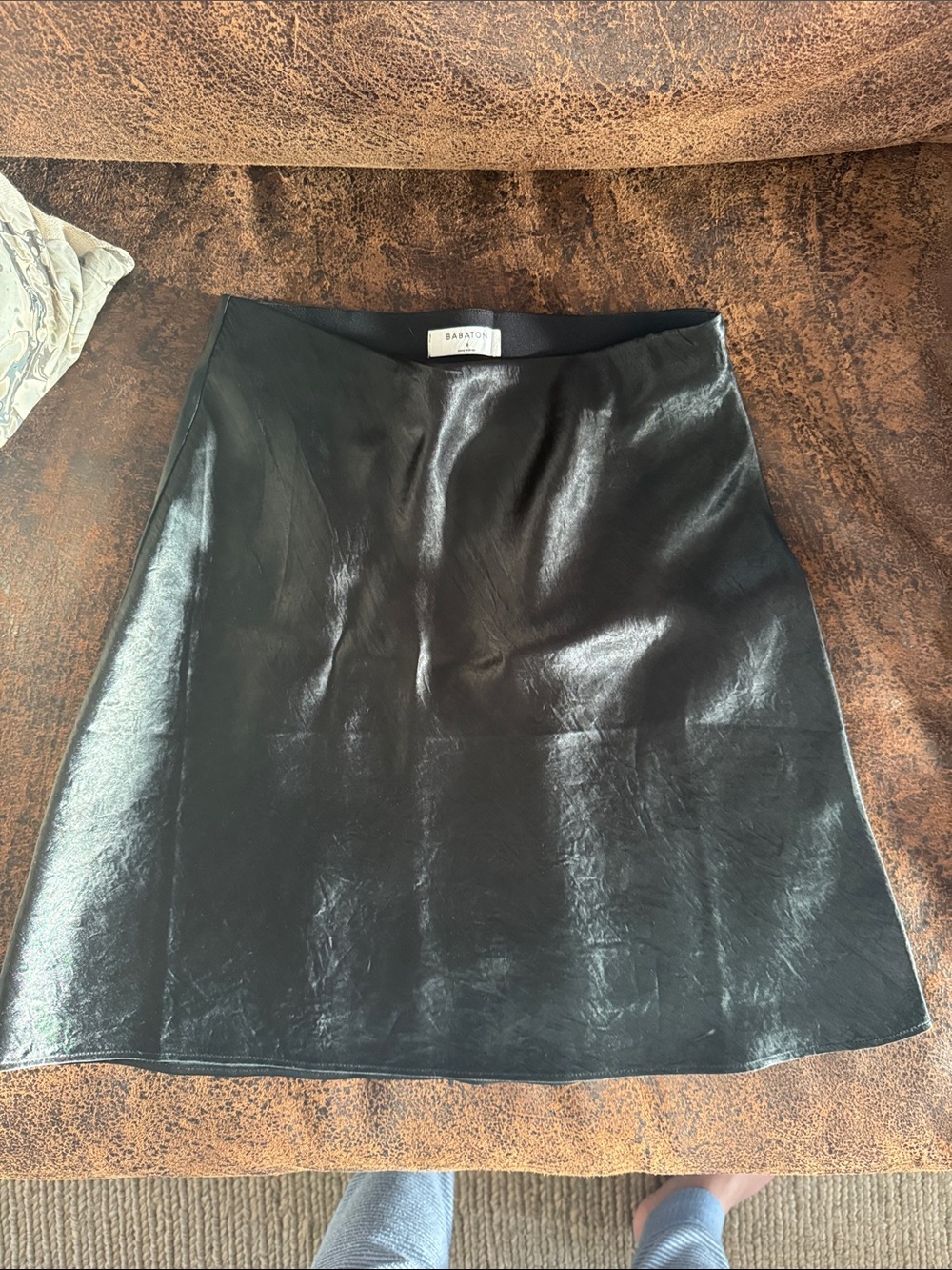 Babaton Black satin A-Line Skirt